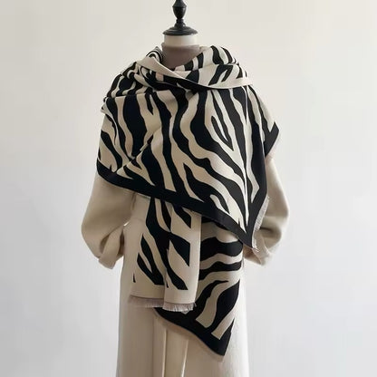 New Scarf Tiger Print Scarf Thickened Animal Print Warm Cashmere Scarves Luxury Pashmina Viscose Wool Fashion Shawl Women Allure UK