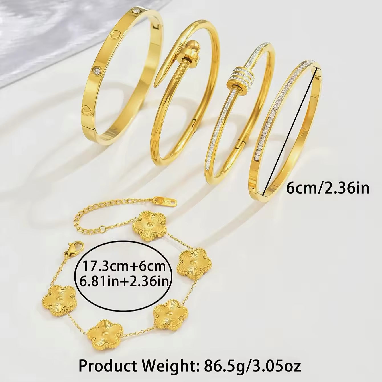 Europe and the United States hot stainless steel four-leaf clover lucky bracelet fashion women's nail bracelet gold bangles Jewellery Accessory