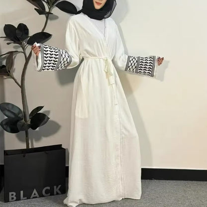 Open Front Abaya Muslim Long Sleeve Cardigan Abayas Maxi Dress Women's Clothing Tassel Embroidery Out Kaftans Women Abaya Jilbabs