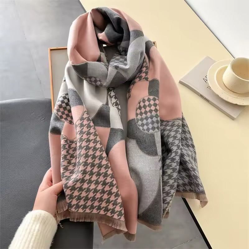 New Luxury Women Floral Geometrical Cashmere Touch Scarf - Warm Fringe Pashmina Shawl Bufanda UK