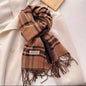 New Women Checked Pattern Cashmere Touch Scarf - Warm Fringe Pashmina Male Shawl Bufanda UK