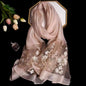 New Women Silk Satin Scarf Luxury Hijab Women Soft Embroidered Scarves Echarpe Shawl Large Wrap UK