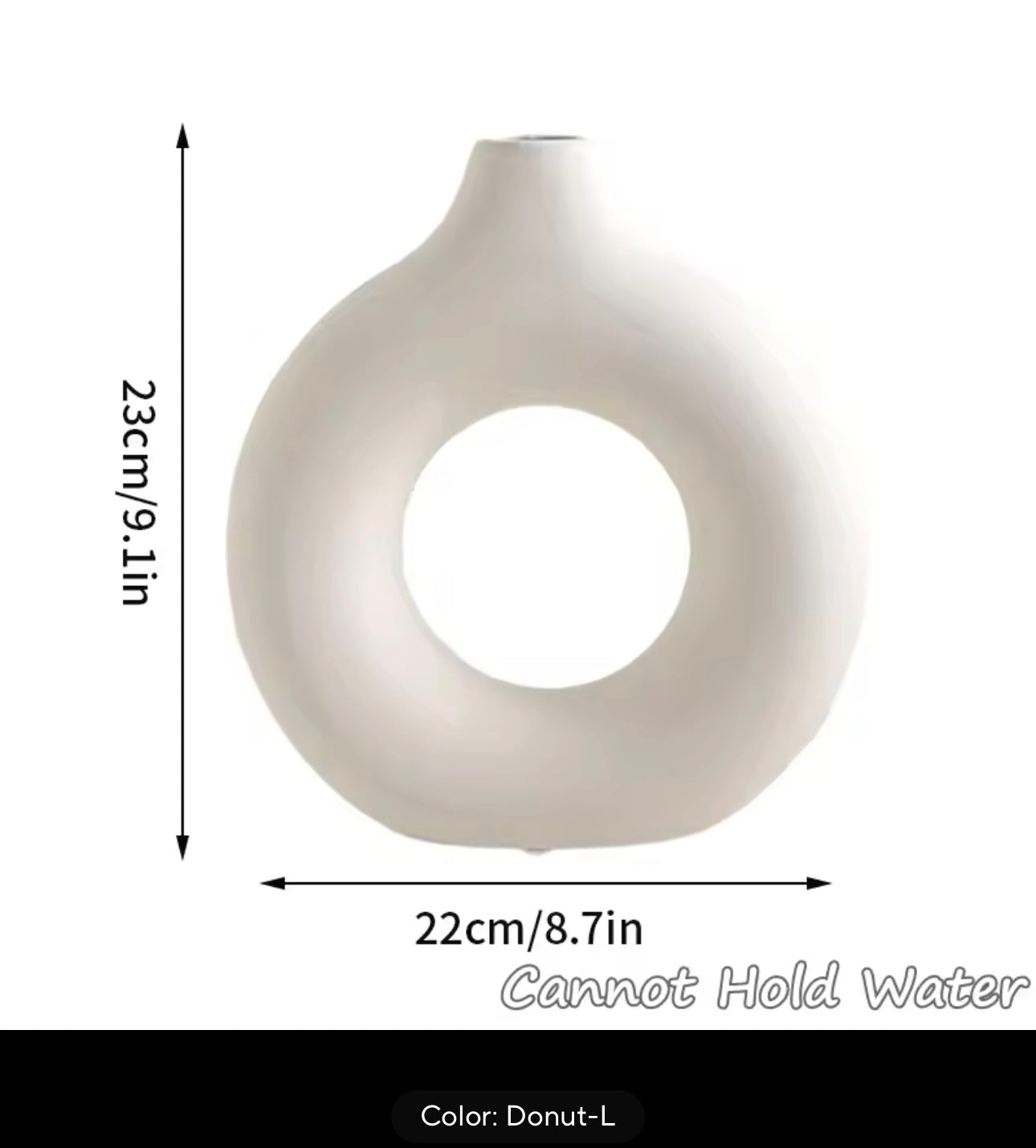 Imitation Ceramic Pure White Vase Decorative Vasen Single Branch Flower Arranging Ornament Donut Design Flowerpot Table Home Decor