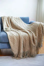 Knitted Throw Blanket for Beds Sofa with Tassel Gray Blue Solid Textured Plaid Sofa Cover Nordic Home soft Nap Custom Blanket Home Beddings