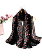 New Women Embroidered Scarf Elegant and Versatile for Women Embroidered Flower Long Summer Sunscreen Scarves Echarpe Shawl Large Wrap UK