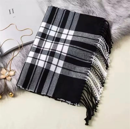 New Women Checked Pattern Cashmere Touch Scarf - Warm Fringe Pashmina Shawl Bufanda UK