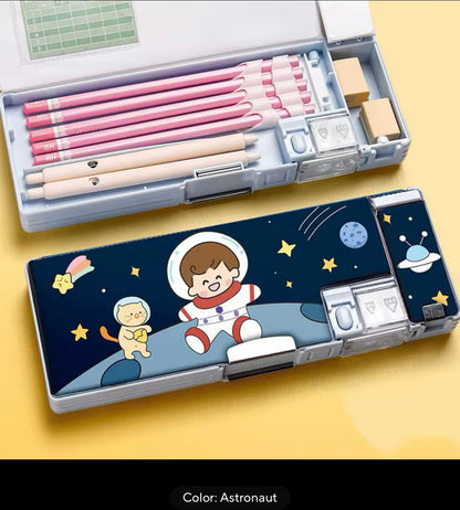 Plastic Stationery Organizer Box Unicorn Bear Astronaut Stationery Pencil Case School Gifts for Kids Accessories Teens Supplies