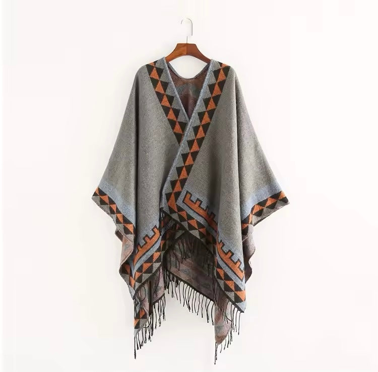 New cashmere pashmina wool scarf split thickened autumn and winter shawl Women cape UK