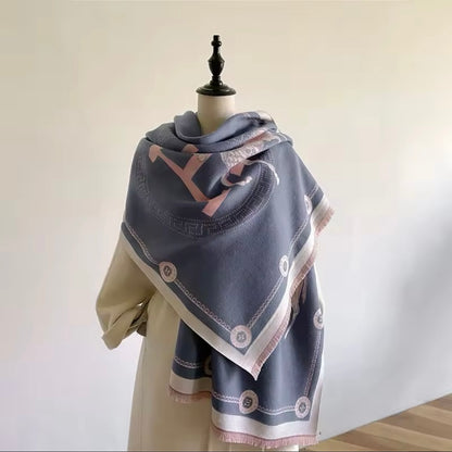 New Luxury Women Limited Edition Horse Design Cashmere Touch Scarf - Warm Fringe Pashmina Shawl Bufanda UK