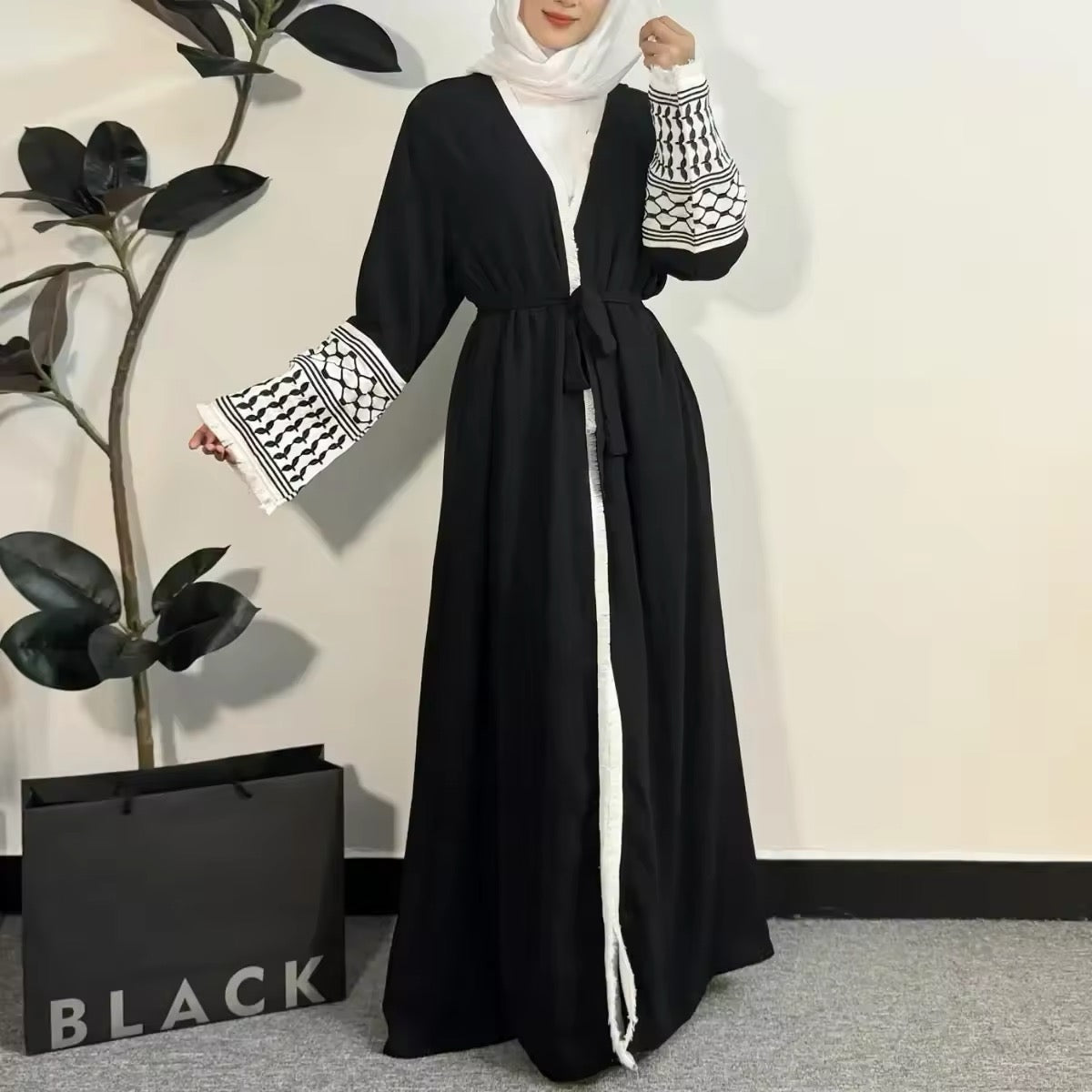 Open Front Abaya Muslim Long Sleeve Cardigan Abayas Maxi Dress Women's Clothing Tassel Embroidery Out Kaftans Women Abaya Jilbabs