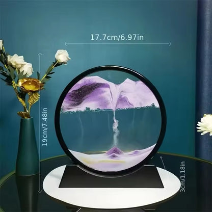 3D Hourglass Quicksand Moving Sand Art Picture Round Glass Deep Sea Sandscape Craft Flowing Painting Office Home Decor