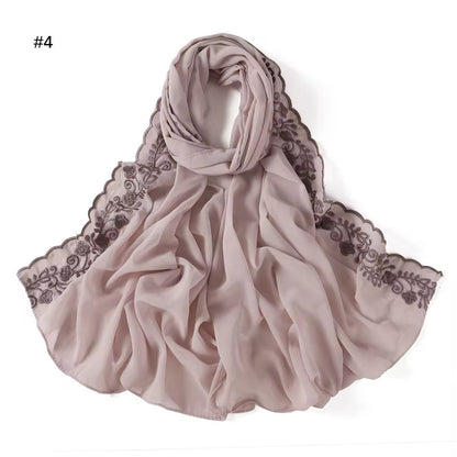 New Women Embroidered Scarf Elegant and Versatile for Women Embroidered Flower Long Summer Sunscreen Scarves Echarpe Shawl Large Wrap UK