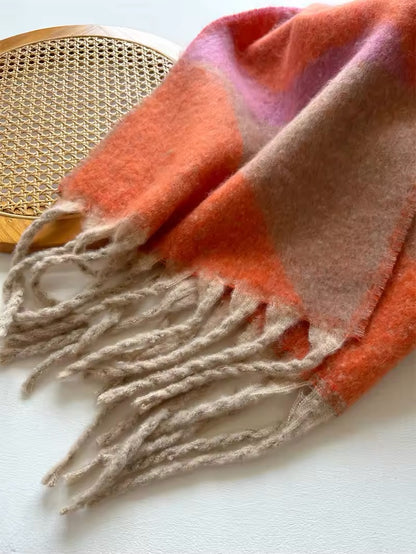 New Women Woollen Cashmere Touch Scarf for Women - Warm Fringe Pashmina Shawl Bufanda UK