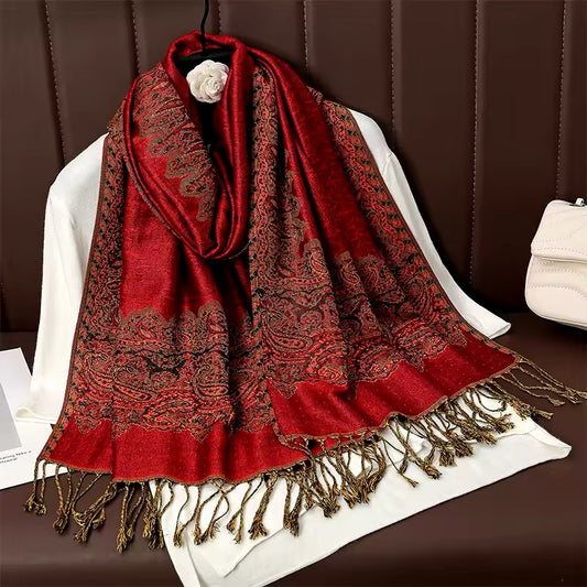 New Luxury Women Classic Pashmina Cashmere Touch Bohemia Scarf - Warm Fringe Pashmina Shawl Bufanda UK