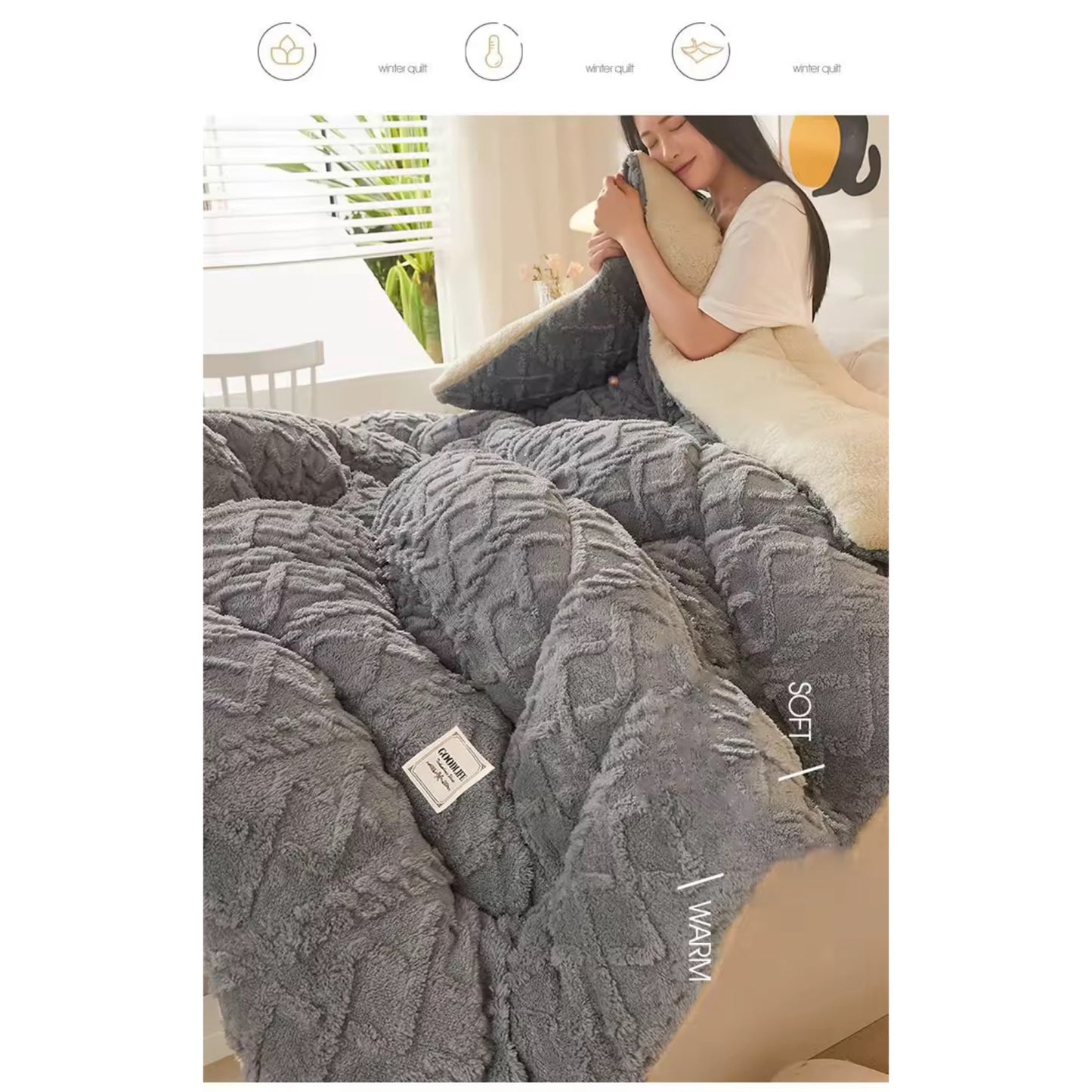 New Super Thick Winter Warm Blanket for Bed Artificial Lamb Cashmere Weighted Blankets Soft Comfortable Warmth Quilt Comforter Home Beddings