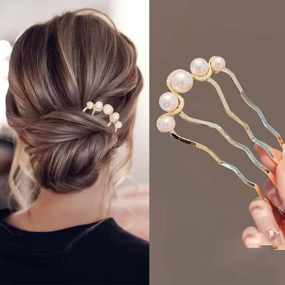 Head Accessory Fashion Metal U-Shaped Hair Stick for Girls Simple Pearl Hair Clip Pins Bun Maker Hairstyle Tools Hair Accessories