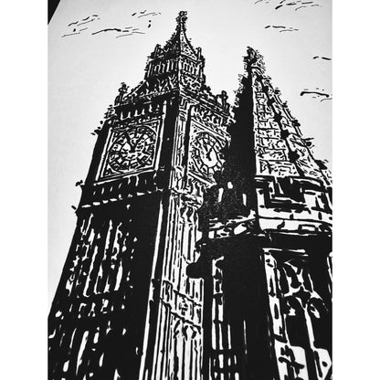 Original New Hand-Drawn Big Ben, London Sketch on A4 or A3 Cartridge 130 gsm Paper (NO FRAME) - Limited Edition