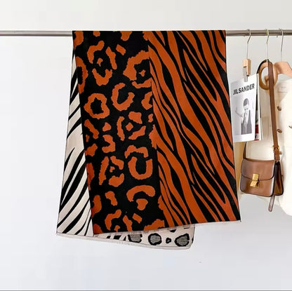 New Scarf Tiger and Leopard Print Scarf Thickened Animal Print Warm Cashmere Double Sided Scarves Luxury Pashmina Viscose Wool Fashion Shawl Women Allure UK