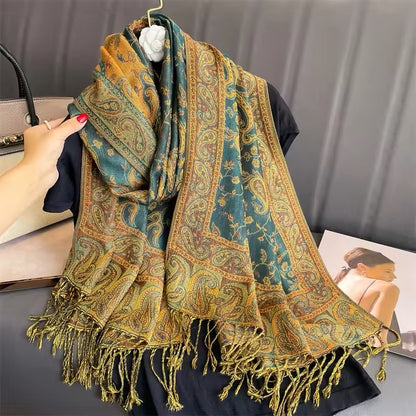 New Luxury Women Classic Pashmina  Cashmere Touch Bohemia Scarf - Warm Fringe Pashmina Shawl Bufanda UK