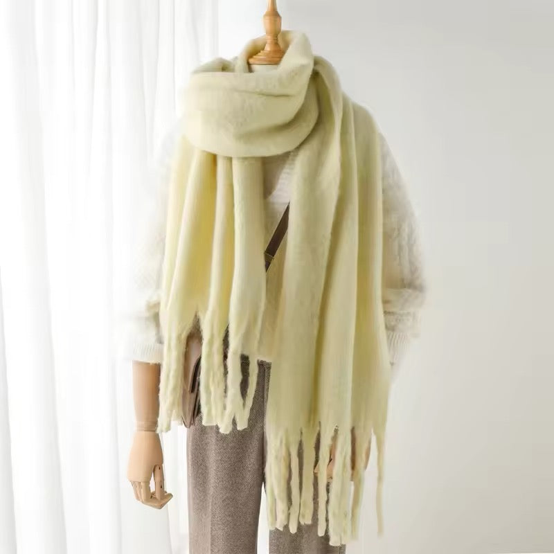 New Women Woollen Cashmere Touch Scarf for Women - Warm Fringe Pashmina Shawl Bufanda UK