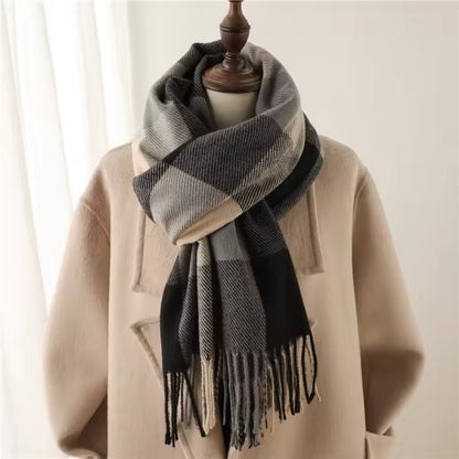 New Women Checked Pattern Cashmere Touch Scarf - Warm Fringe Pashmina Shawl Bufanda UK