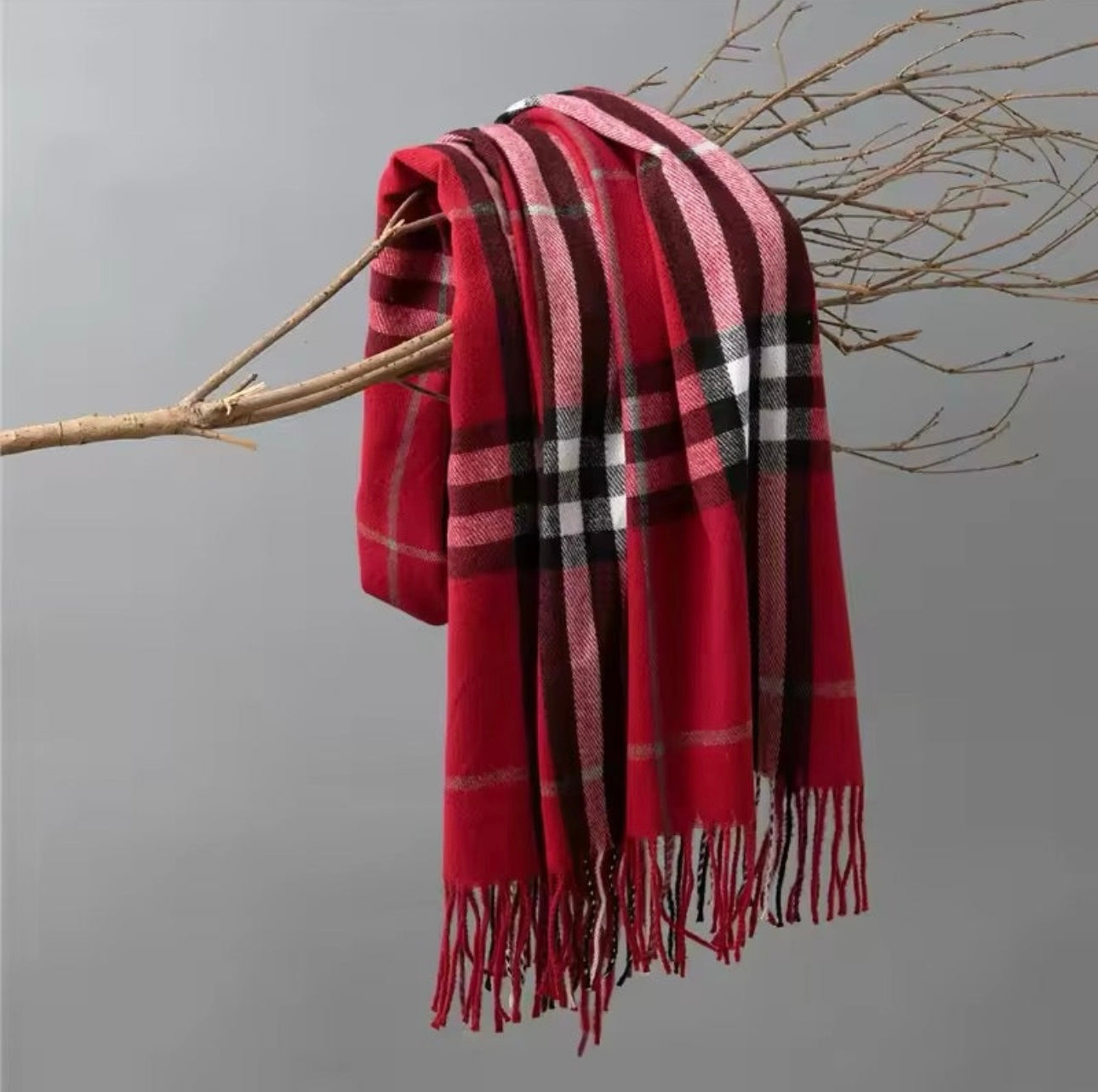 New Women Checked Pattern Cashmere Touch Scarf - Warm Fringe Pashmina Shawl Bufanda UK