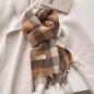 New Women Checked Pattern Cashmere Touch Scarf - Warm Fringe Pashmina Male Shawl Bufanda UK