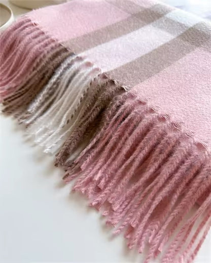 New Women Checked Pattern Cashmere Touch Scarf - Warm Fringe Pashmina Shawl Bufanda UK