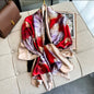 180X90CM Satin Shawls Autumn Colour Print Bandanna Luxury Silk Scarf Scarves Popular Sunscreen Beach Towel Foulard Women Silk Satin