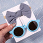 New 2Pcs/Pack Vintage Kids Bows Headband Round Sunglasses Children Sun Glasses Protection Glasses Baby Hair Kids Accessories UK