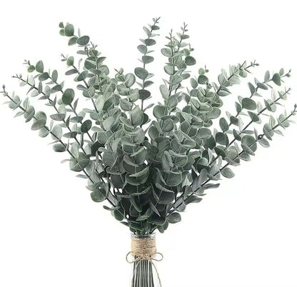 10pcs Artificial Plants Eucalyptus Leaves Green Leaf Branches for Home Garden Wedding Decoration Flowers Bouquet Centerpiece Home Decor