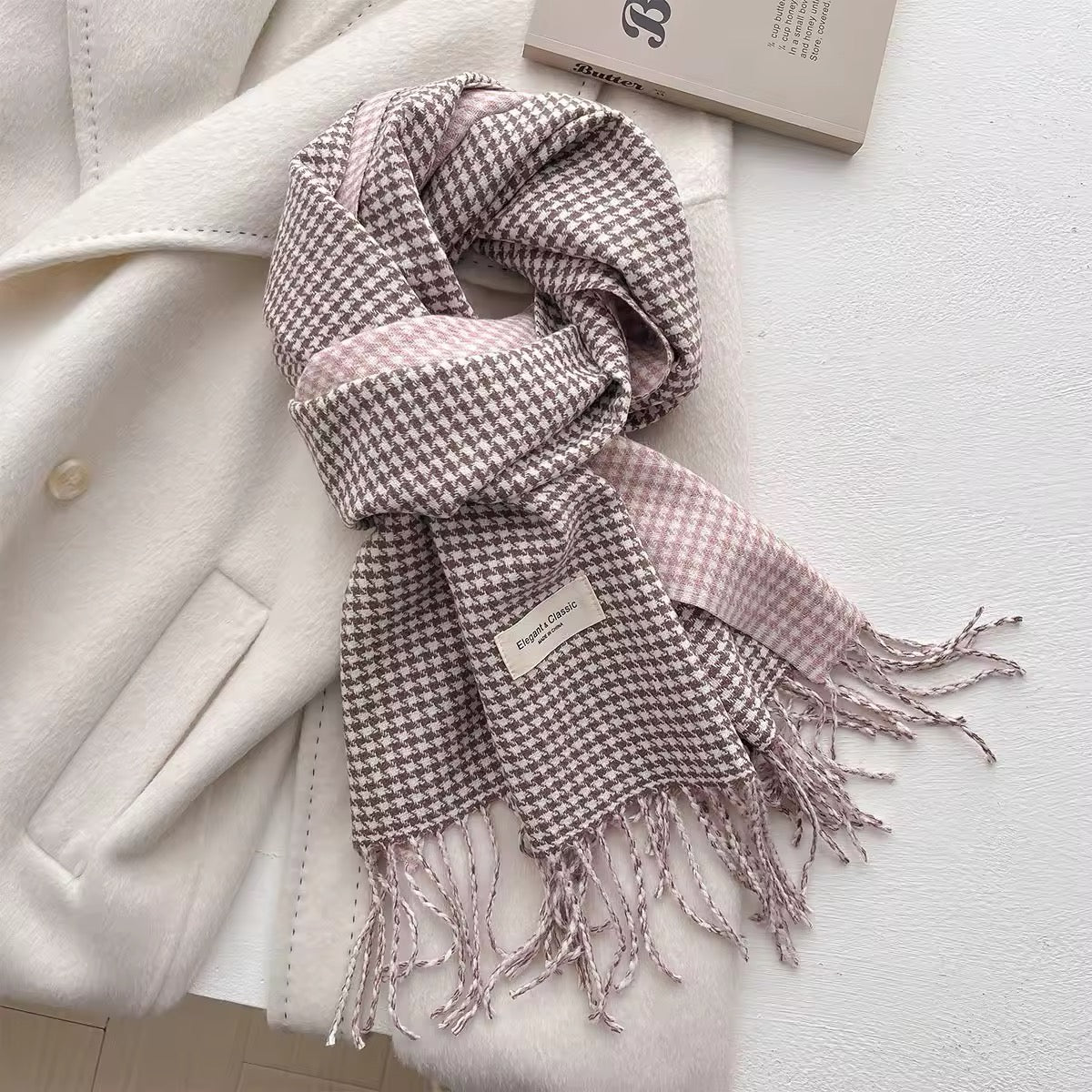 New Women Checked Pattern Cashmere Touch Scarf - Warm Fringe Pashmina Male Shawl Bufanda UK