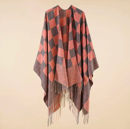 New cashmere pashmina wool scarf split thickened autumn and winter shawl Women cape UK