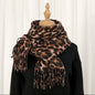 New Leopard Print Scarf Thickened Animal Cheetah Print Warm Cashmere Double Sided Scarves Luxury Pashmina Viscose Wool Fashion Shawl Women Allure UK