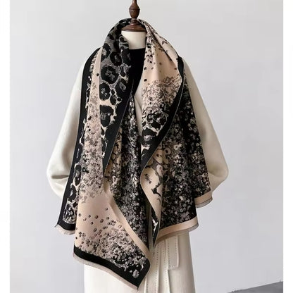 New Scarf Leopard Print Scarf Thickened Animal Print Warm Cashmere Double Sided Scarves Luxury Pashmina Viscose Wool Fashion Shawl Women Allure UK