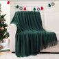 Battilo Christmas Plaid Throw Blanket for Bed Knit Throws With Tassel Sofa Blankets Green Lightweight Knitted Blanket Home Beddings