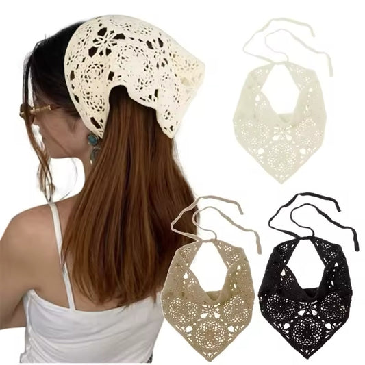 New Summer Accessory Vintage Print Flower Beach Bandana Accessory Hair Scarf Fashion Lace Headbands for Hair Accessories UK