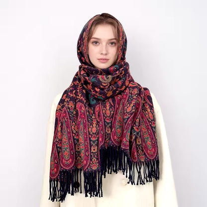 New Luxury Women Classic Design Double Sided Cashmere Touch Scarf - Warm Fringe Pashmina Shawl Bufanda UK