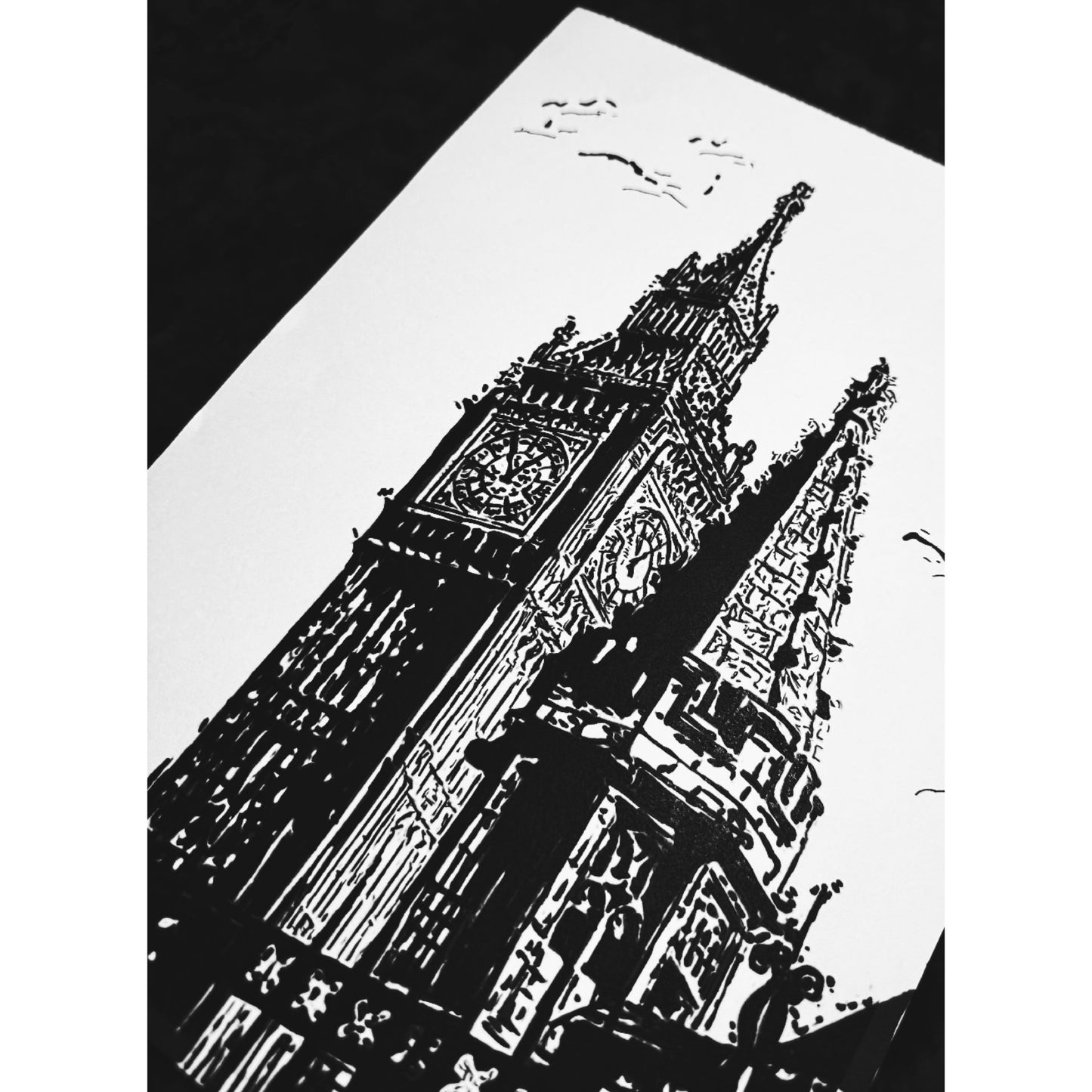 Original New Hand-Drawn Big Ben, London Sketch on A4 or A3 Cartridge 130 gsm Paper (NO FRAME) - Limited Edition