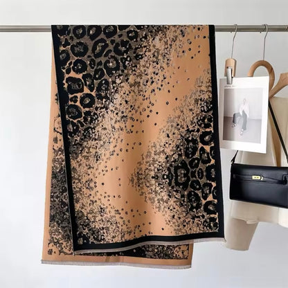 New Scarf Leopard Print Scarf Thickened Animal Print Warm Cashmere Double Sided Scarves Luxury Pashmina Viscose Wool Fashion Shawl Women Allure UK