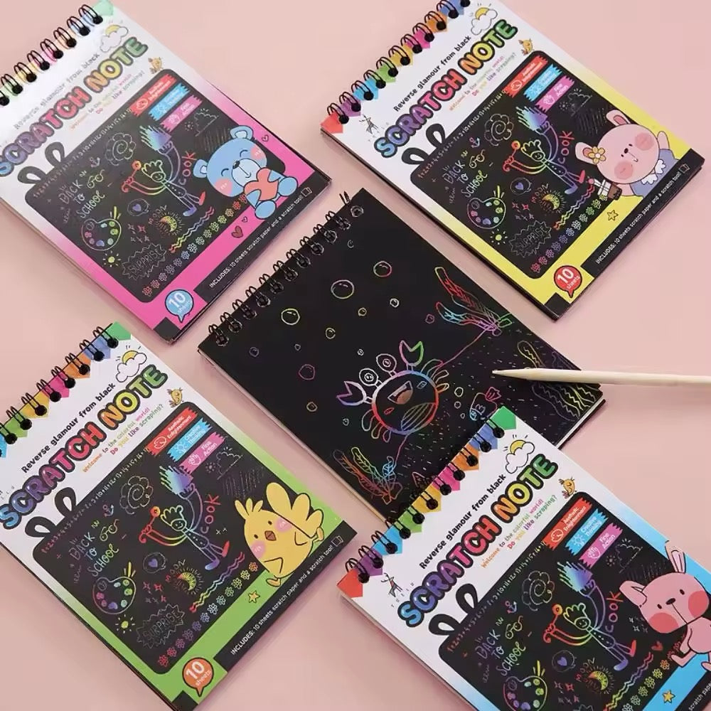 Montessori Painting Note Scratch Art Paper DIY Graffiti Book Children Magic Rainbow Scraping Drawing Notepad Educational Kids Toys