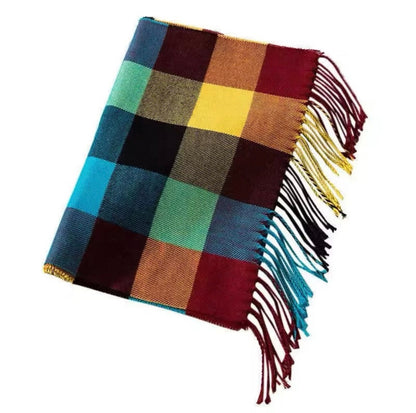 New Women Checked Pattern Cashmere Touch Scarf - Warm Fringe Pashmina Shawl Bufanda UK