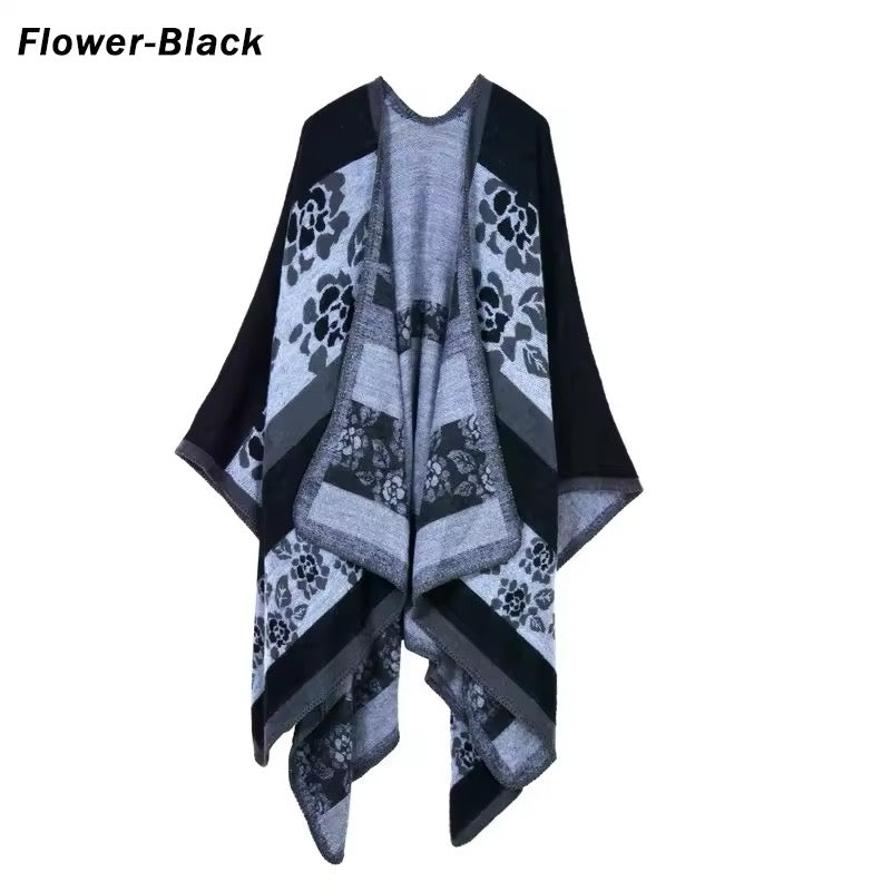 New cashmere pashmina wool scarf split thickened autumn and winter shawl Women cape UK