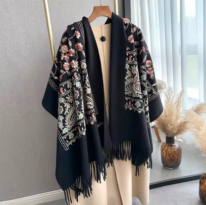 New Women Embroidered Scarf Elegant and Versatile for Women Floral Long Scarves Echarpe Shawl Large Wrap UK