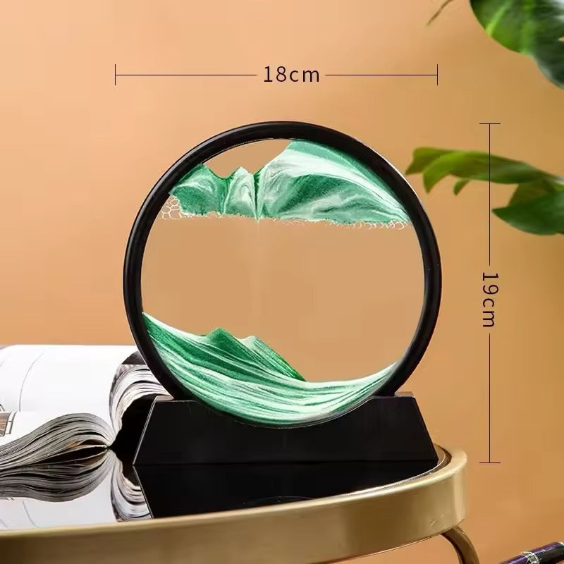 3D Hourglass Quicksand Moving Sand Art Picture Round Glass Deep Sea Sandscape Craft Flowing Painting Office Home Decor