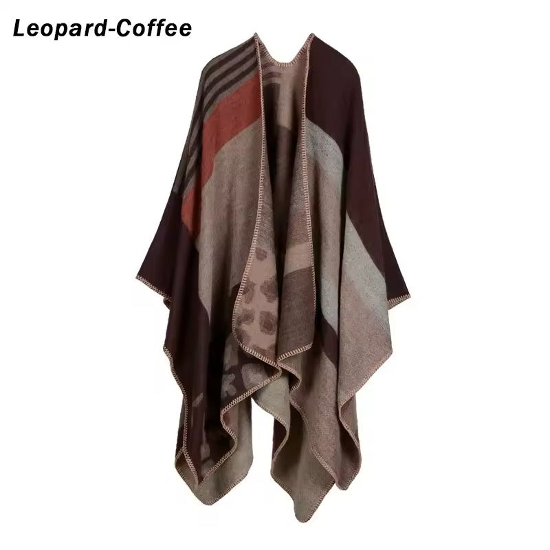 New cashmere pashmina wool scarf split thickened autumn and winter shawl Women cape UK