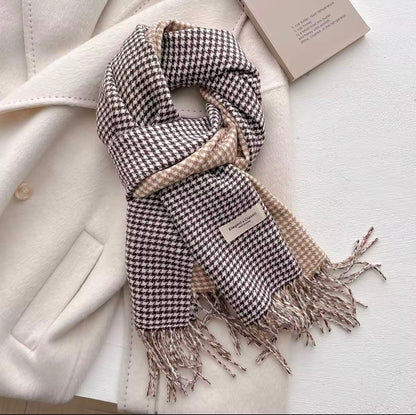 New Women Checked Pattern Cashmere Touch Scarf - Warm Fringe Pashmina Male Shawl Bufanda UK