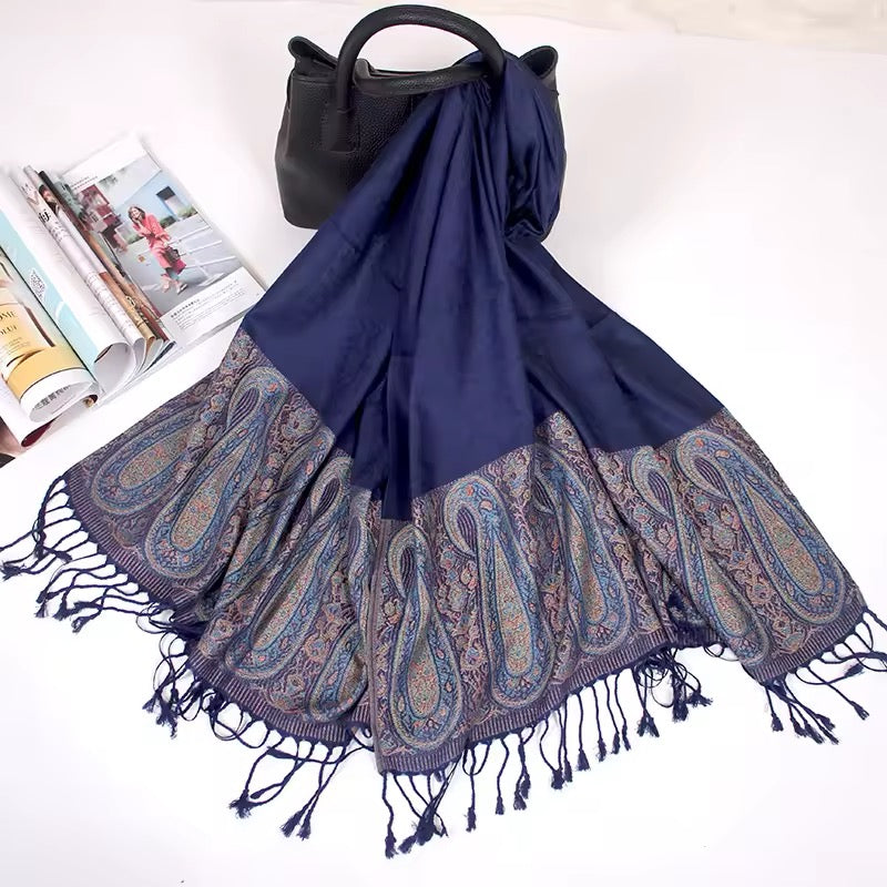 New Luxury Women Classic Design Cashmere Touch Scarf - Warm Fringe Pashmina Shawl Bufanda UK