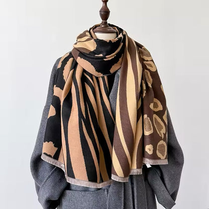 New Scarf Tiger and Leopard Print Scarf Thickened Animal Print Warm Cashmere Double Sided Scarves Luxury Pashmina Viscose Wool Fashion Shawl Women Allure UK