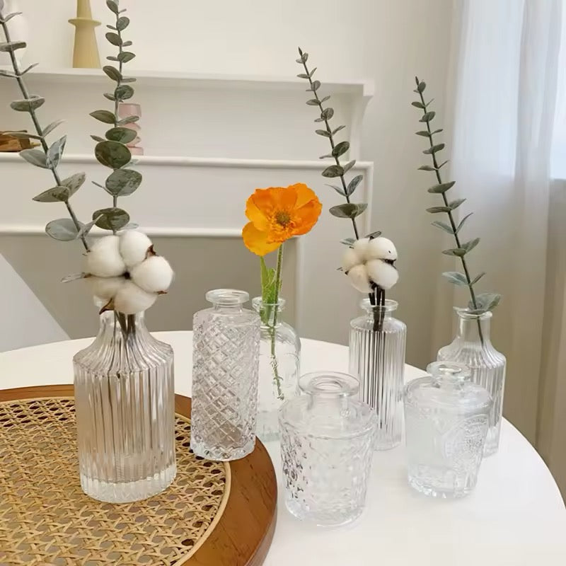 Retro Glass Flower Vase Home Decoration Plant Flowers Bottle Decorative Vase Office Desk Ornament Vase Decoration Home Decor